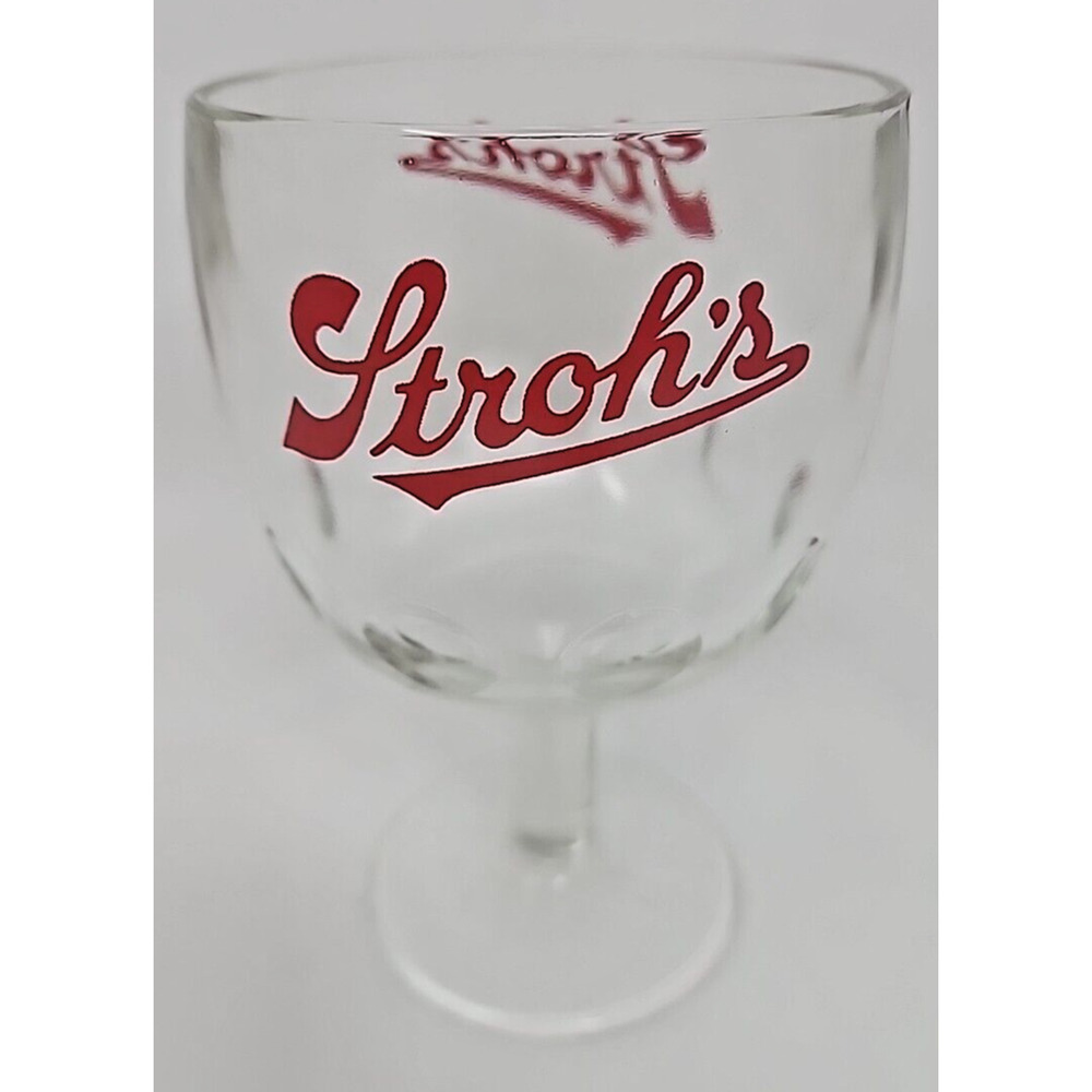 Vtg Stroh's Glass‎ Beer Goblet Thumbprint Streamed Dimples Carnival U272-7
